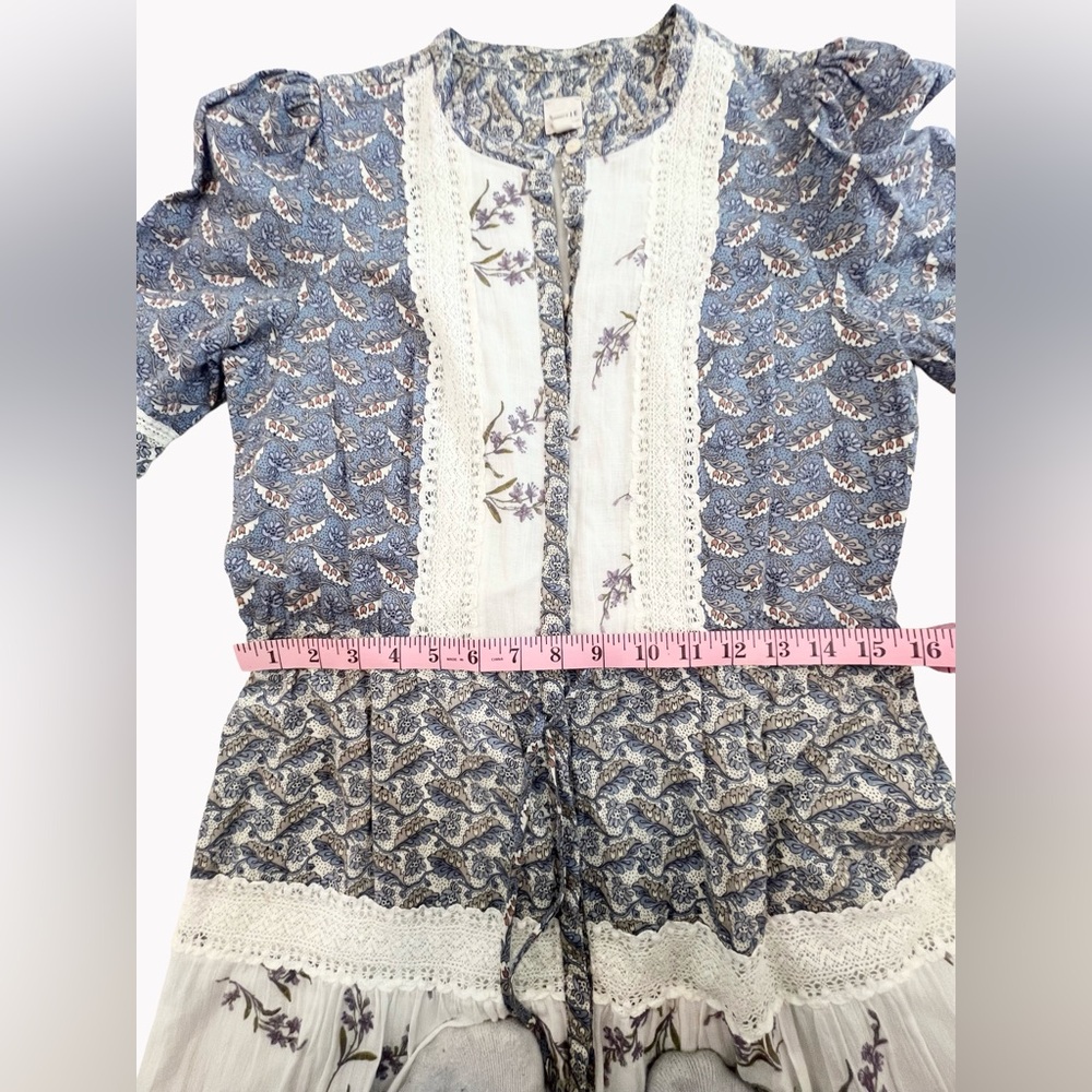 La Vie Rebecca Taylor Patchwork Floral Prairie Midi Dress Cotton Lace Trim - Picture 15 of 15